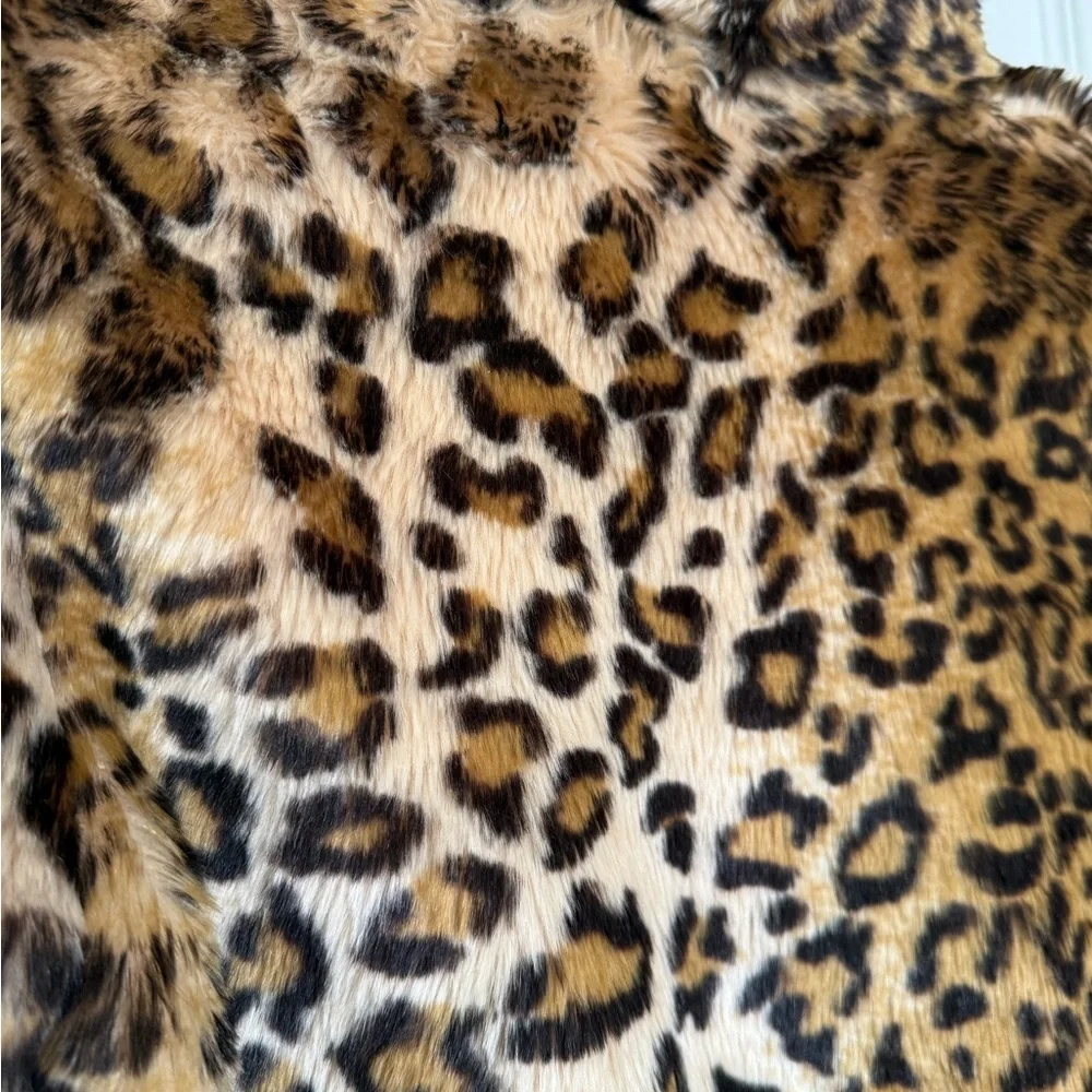 princess vera wang Girls Faux Fur Leopard Print Jacket - Brown & Black
